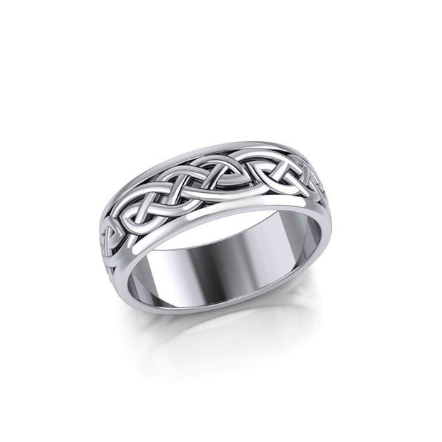 Men's Silver Striped Black Titanium Ring - ETRNL