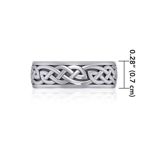 Mirror the Celtic lifetime tradition ~ Celtic Knotwork Sterling Silver Spinner Ring TR1757