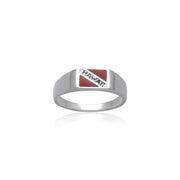 Hawaii Island Dive Flag and Dive Equipment Silver Small Ring TR3611