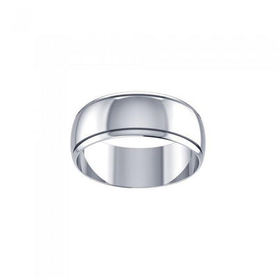 Wedding Silver Band Ring With Stripe TR3866