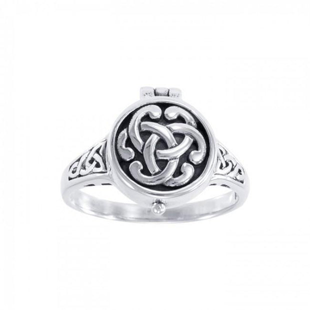 Celtic Knotwork Silver Poison Ring TR844
