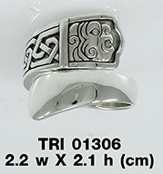 Encompassing both a single moment and eternity ~ Celtic Knotwork Sterling Silver Spoon Ring TRI1306