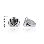 Faith Shield Cross Silver Ring TRI1483