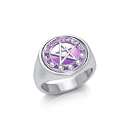 Pentacle with Moon Phase Flip Ring TRI160