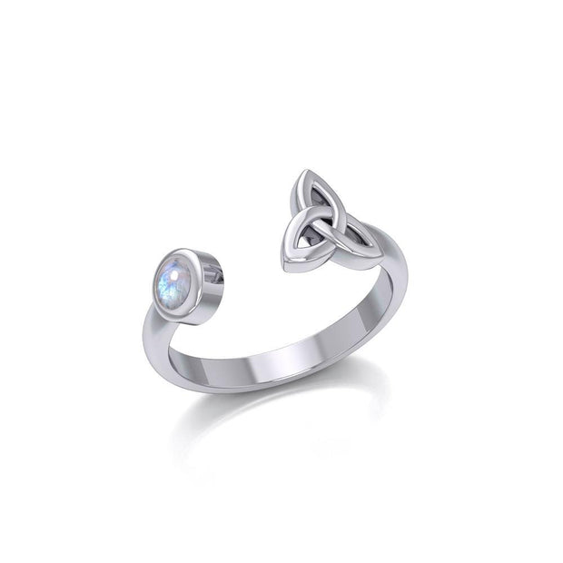 Small Silver Trinity Knot Ring with Gemstone TRI1799