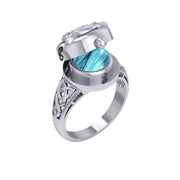 The Celtic Triquetra Silver Locket Ring with Gemstone TRI2436