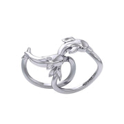 Oceanic Bonds Sterling Silver Friendly Dolphins Puzzle Ring by Peter Stone TRI2472