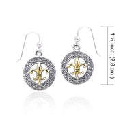 You’re worth the beauty and loyalty ~ Celtic Knotwork Fleur-de-Lis Sterling Silver Hook Earrings with 14k Gold accent MER113
