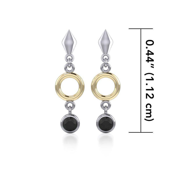 Black Magic Circle and Black Spinel Silver & Gold Earrings MER382