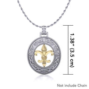 The symbol of nobility ~ Celtic Knotwork Fleur-de-Lis Sterling Silver Pendant with 14k Gold accent MPD336