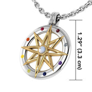 Wander through my compass Silver Pendant with gold accent and gemstone MPD683