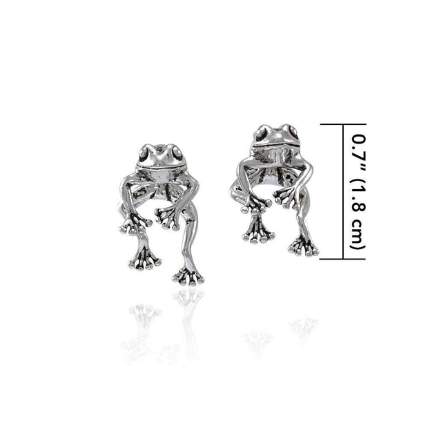 Moveable Frog Silver Silver Earrings TE533