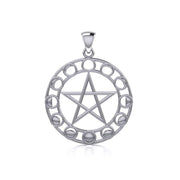 Phases of the Moon Silver Pentacle Pendant TP1038