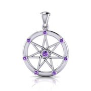 Elven Star with Gems Silver Pendant TP3134