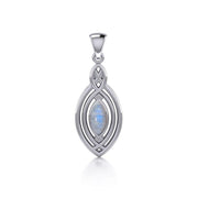 Celtic Knotwork Inspired Silver Pendant with Gem TP860