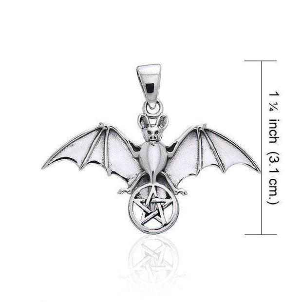 Bat Resting in the Sacred Pentacle ~ Sterling Silver Pendant Jewelry TPD1078