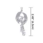 Mighty Fire Bird in the Rise ~ Sterling Silver Jewelry pendant TPD2913