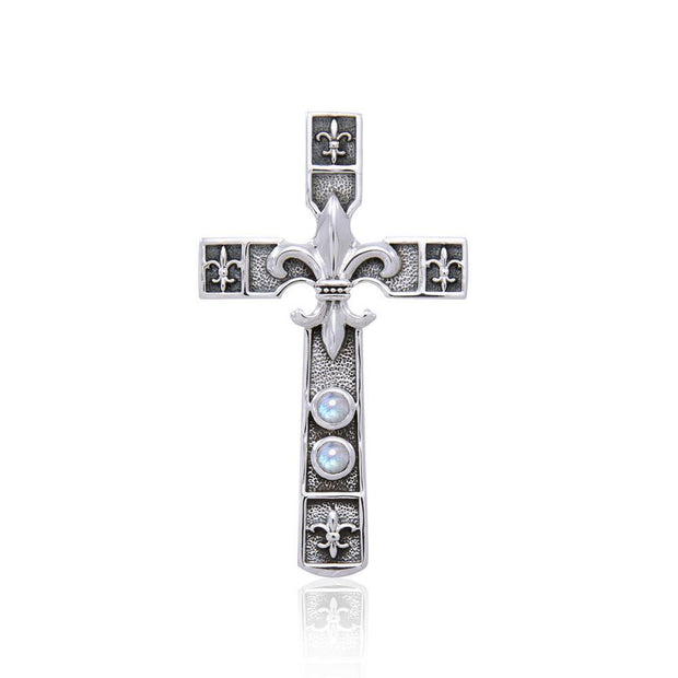Enlightened by the symbolism of Fleur-de-Lis in the sacred cross ~ Sterling Silver Jewelry Pendant TPD356