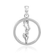 Round Female Free Diver Sterling Silver Pendant TPD4935