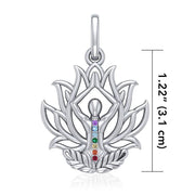 Yoga Lotus Position Sterling Silver Pendant with Chakra Gemstone TPD5023