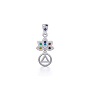 Lotus Recovery Chakra Silver Pendant with Gemstones TPD5094