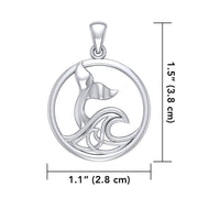 Sterling Silver Round Whale Tail Pendant with Celtic Wave TPD5187