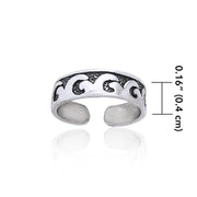 Calm or rough waves in the sparkling sea ~ Sterling Silver Toe Ring TR252