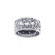 Celtic Knotwork Claddagh Triquetra Sterling Silver Ring TRI002