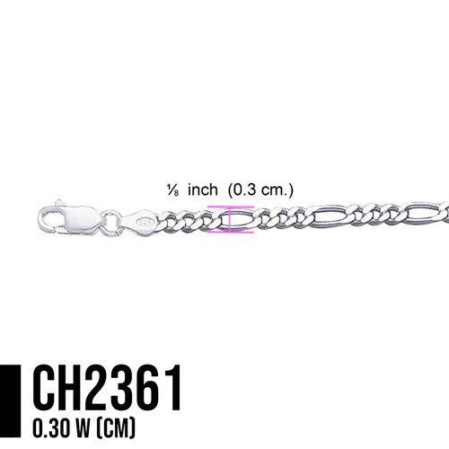 Figaro Chain Sterling Silver Chain CH2361 - Wholesale Jewelry