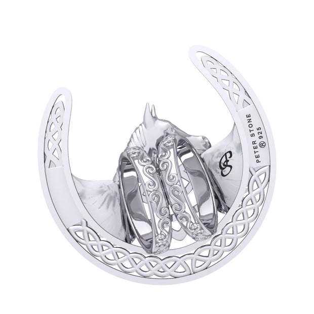 The Celtic Pegasus with Horseshoe Silver Scarf Ring By Peter Stone EOT182