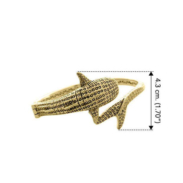 Whale Shark Solid Yellow Gold Cuff Bracelet GBA188