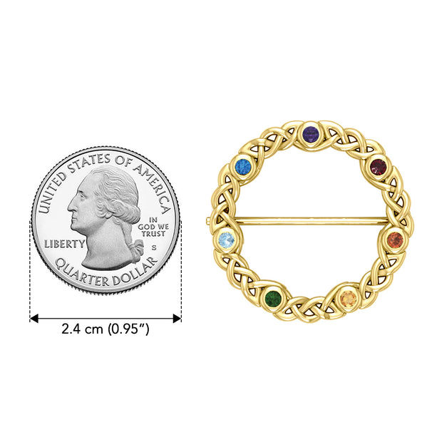 Chakra Celtic Solid Yellow Gold Brooch GBC161