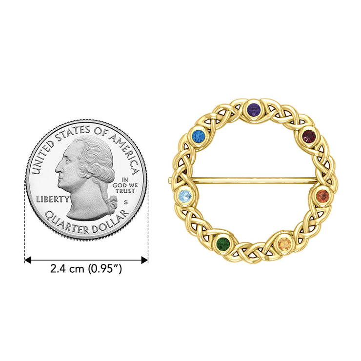Chakra Celtic Solid Yellow Gold Brooch GBC161