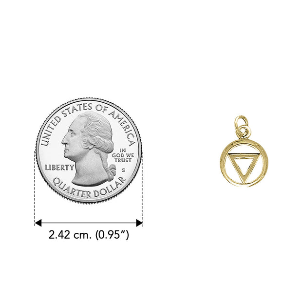 AA Recovery Triangle Solid Yellow Gold Charm GCM038