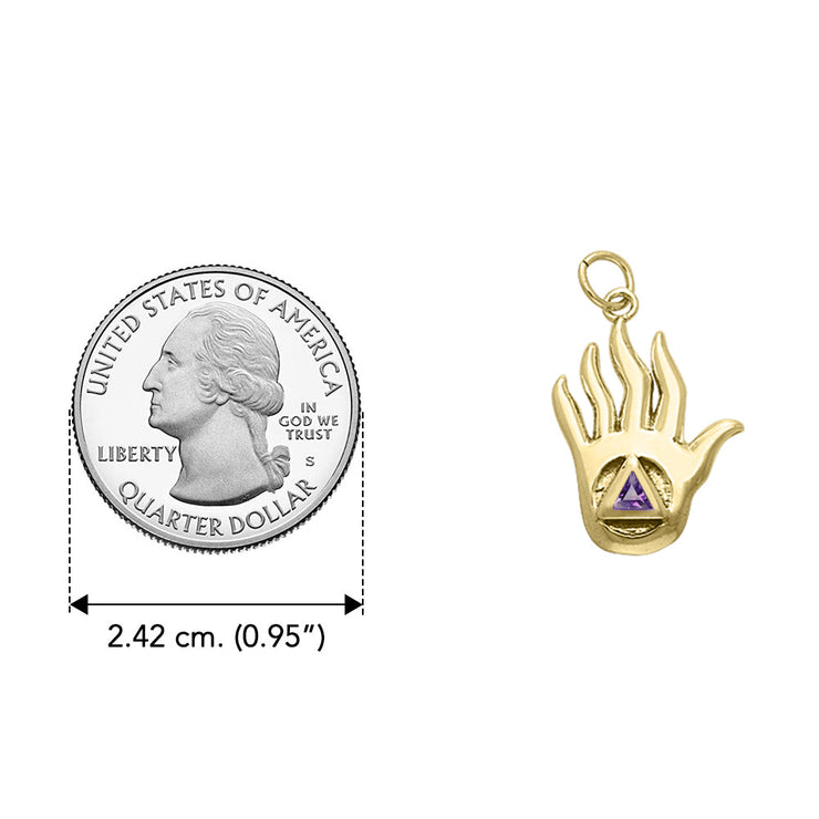 AA Recovery Hand Solid Yellow Gold Charm GCM041