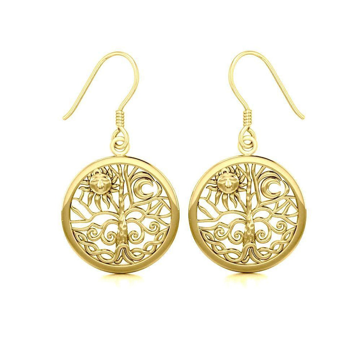 Celtic Tree of Life Solid Gold Earrings GER060 - Jewelry