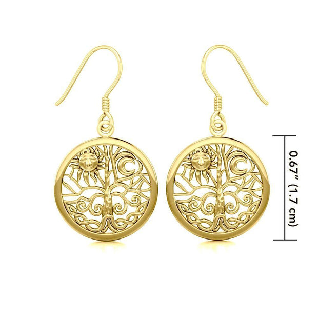 Celtic Tree of Life Solid Gold Earrings GER060 - Jewelry