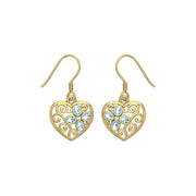 Flower in Heart Shape Solid Gold Earrings GER1238