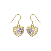 Flower in Heart Shape Solid Gold Earrings GER1238