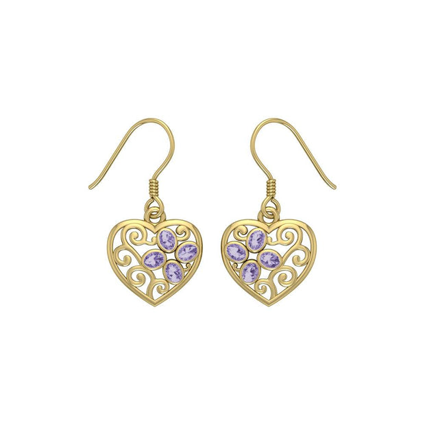 Flower in Heart Shape Solid Gold Earrings GER1238