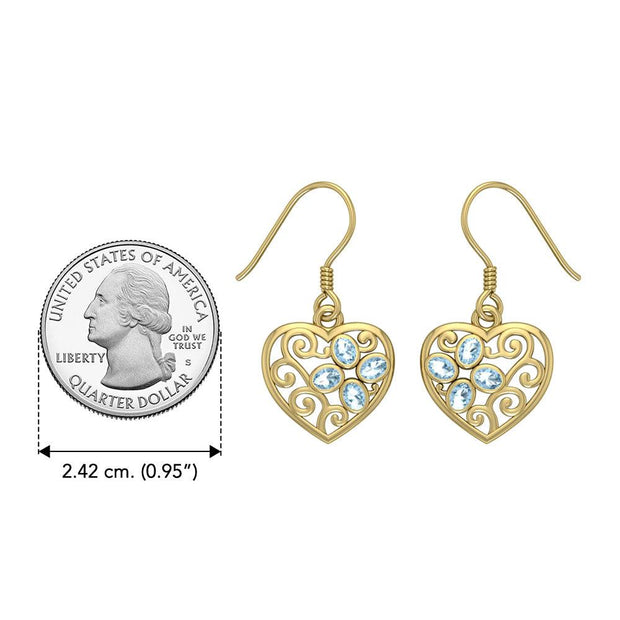 Flower in Heart Shape Solid Gold Earrings GER1238