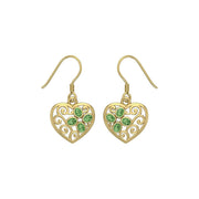 Flower in Heart Shape Solid Gold Earrings GER1238