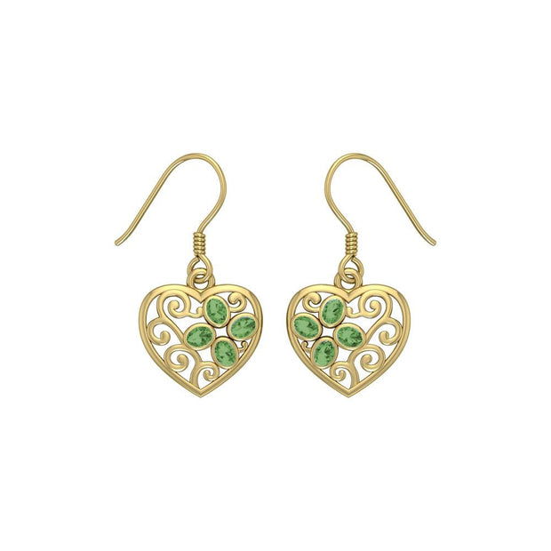 Flower in Heart Shape Solid Gold Earrings GER1238