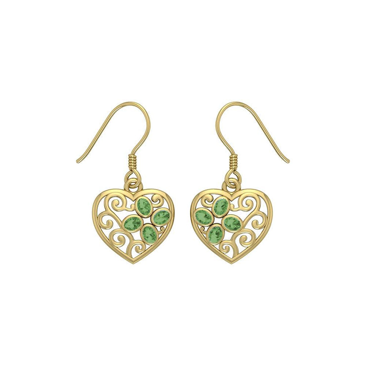 Flower in Heart Shape Solid Gold Earrings GER1238