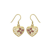 Flower in Heart Shape Solid Gold Earrings GER1238