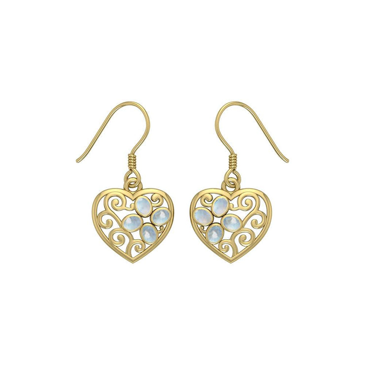 Flower in Heart Shape Solid Gold Earrings GER1238