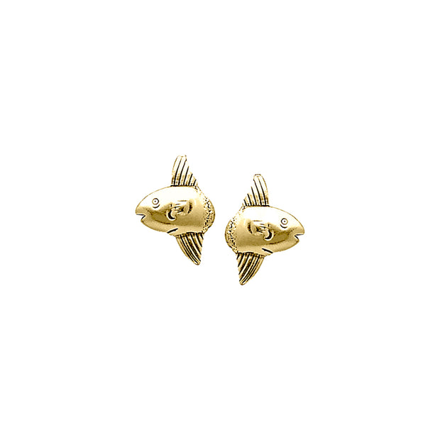 Sun Fish Solid Gold Post Earrings GER1641