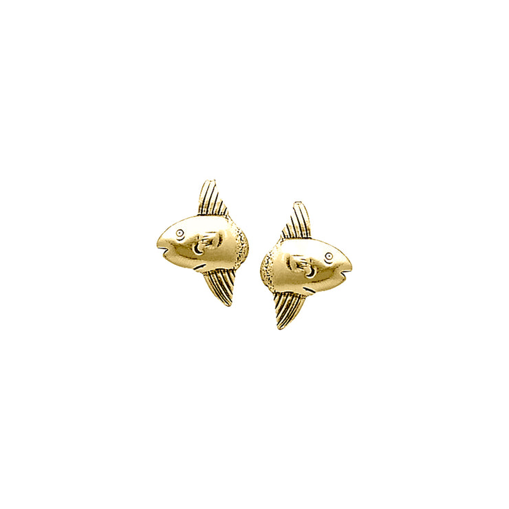 Sun Fish Solid Gold Post Earrings GER1641