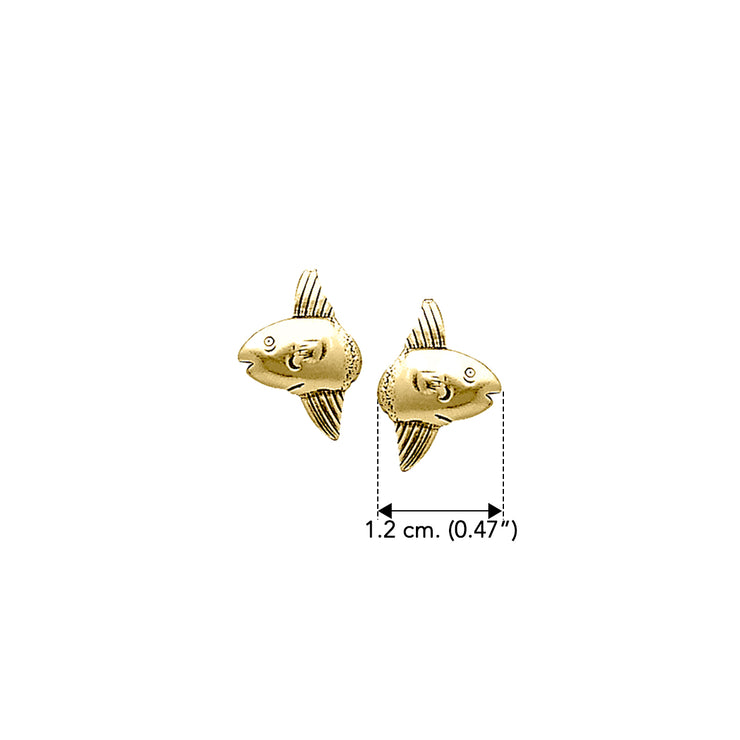 Sun Fish Solid Gold Post Earrings GER1641