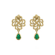 Lucky Four Leaf Clover Shamrock Solid Yellow Gold Post Earrings GER1733 - Jewelry